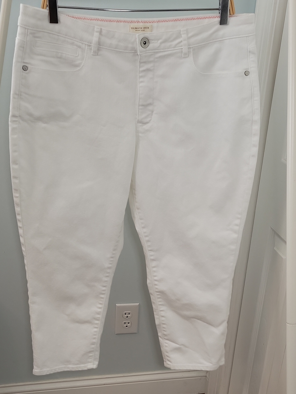 Coldwater Creek White Cropped Denim 5 Pocket Capri Jeans Size 16